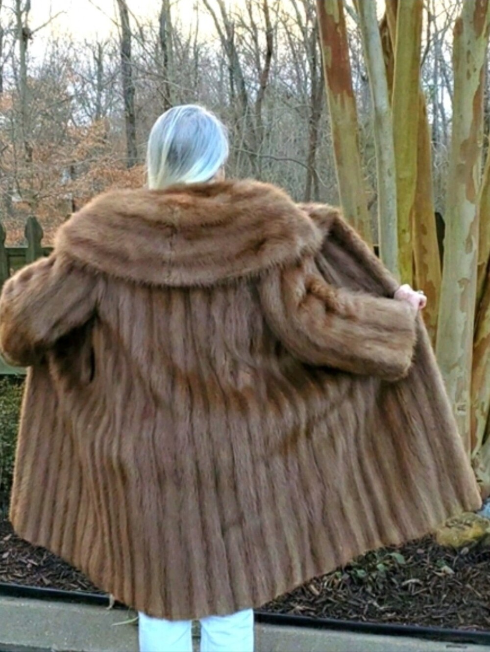 Vintage 1960s Long Hair Beaver Fur Coat Brown Full Length L Estate - Picture 4 of 15